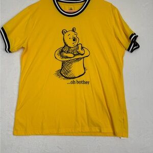 Disney Winnie the Pooh “Oh Bother” Graphic Tee XL Yellow Black Trim